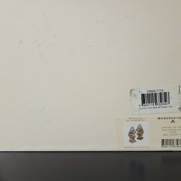 MacKenzie-Childs, Ltd Aurora New York  Freckle Fish Salt and Pepper Set with Box - Picture 3 of 6